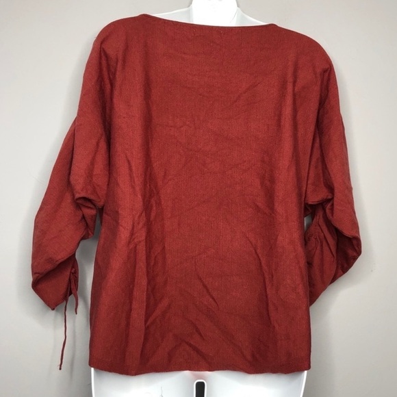 MAX STUDIO Ruched Tie 3/4 Sleeve Sweater Size Medium Petite Autumn Fall Winter - Picture 6 of 8
